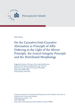 On the Causative/Anti-Causative Alternation As Principle of Affix