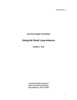 Using the Small Loop Antenna