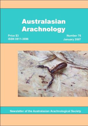 Australasian Arachnology 76 Features a Comprehensive Update on the Taxonomy Change of Address and Systematics of Jumping Spiders of Australia by Marek Zabka