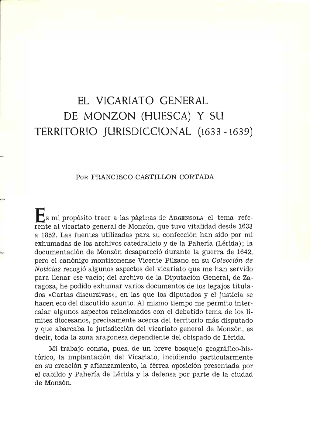 HUESCA) Y SU TERRITORIO JURISDICCIONAL (1633 -1639)