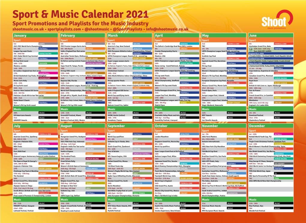 Download the Shoot Sport & Music Calendar 2021