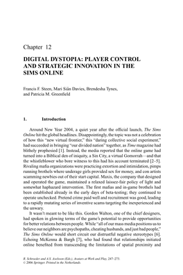 Digital Dystopia: Player Control and Strategic Innovation in the Sims Online