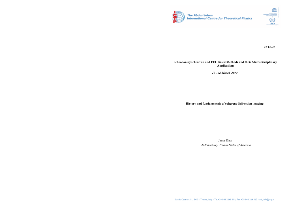 History and Fundamentals of Coherent Diffraction Imaging