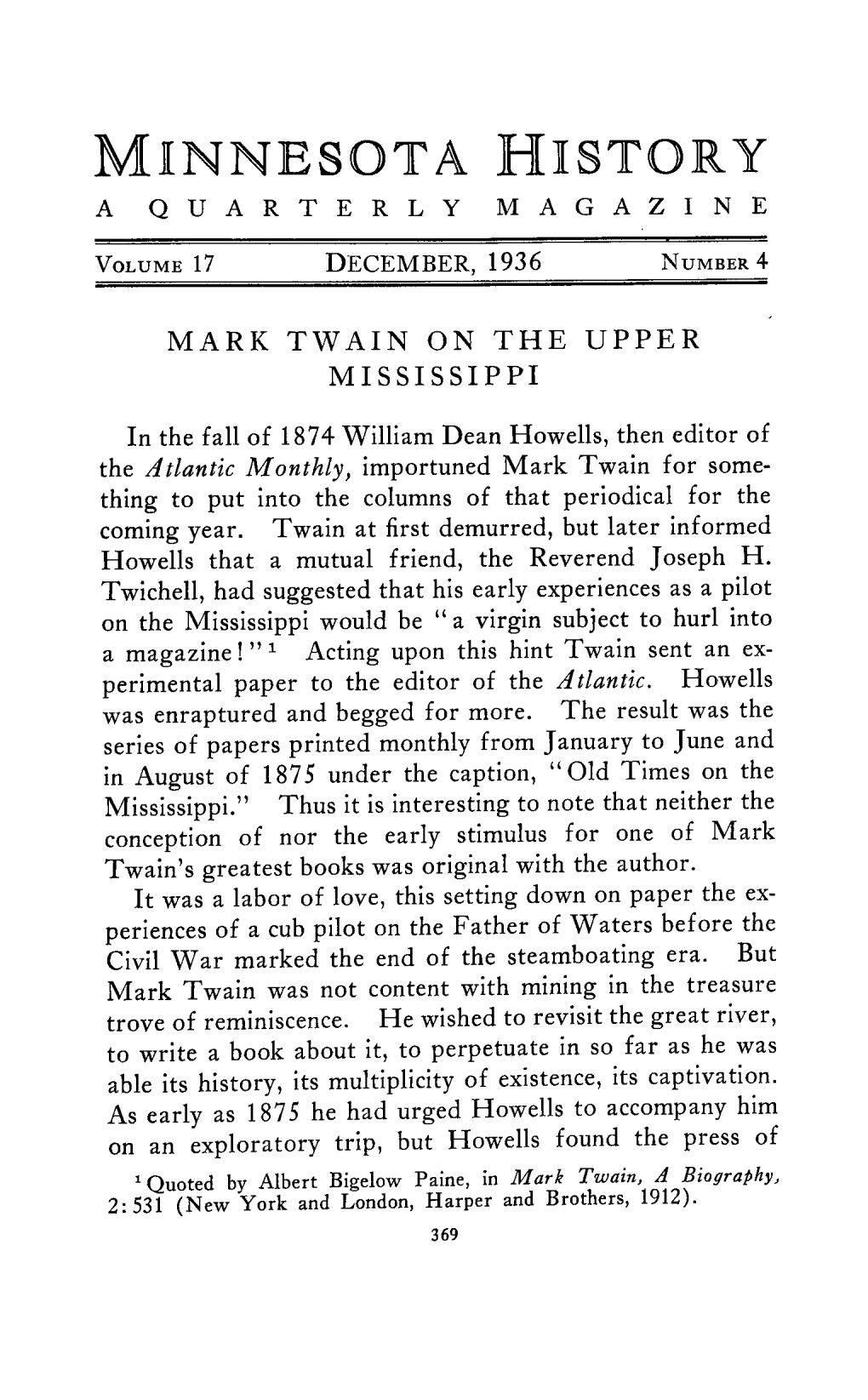 Mark Twain on the Upper Mississippi