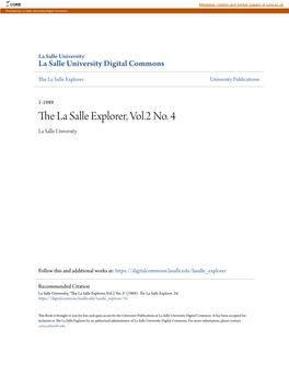 The La Salle Explorer, Vol.2 No. 4 La Salle University