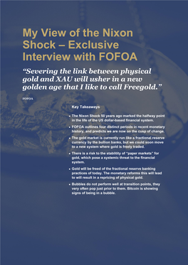 My View of the Nixon Shock – Exclusive Interview with FOFOA