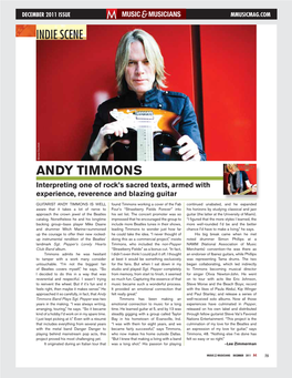 ANDY TIMMONS Interpreting One of Rock’S Sacred Texts, Armed with Experience, Reverence and Blazing Guitar