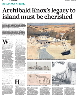 BUILDINGS at RISK Archibald Knox's Legacy to Island Must Be Cherished