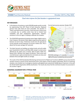 October 2019 to May 2020 Good Rains Improve the Food Situation in Agropastoral Areas
