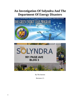 An Investigation of Solyndra and the Department of Energy Disasters