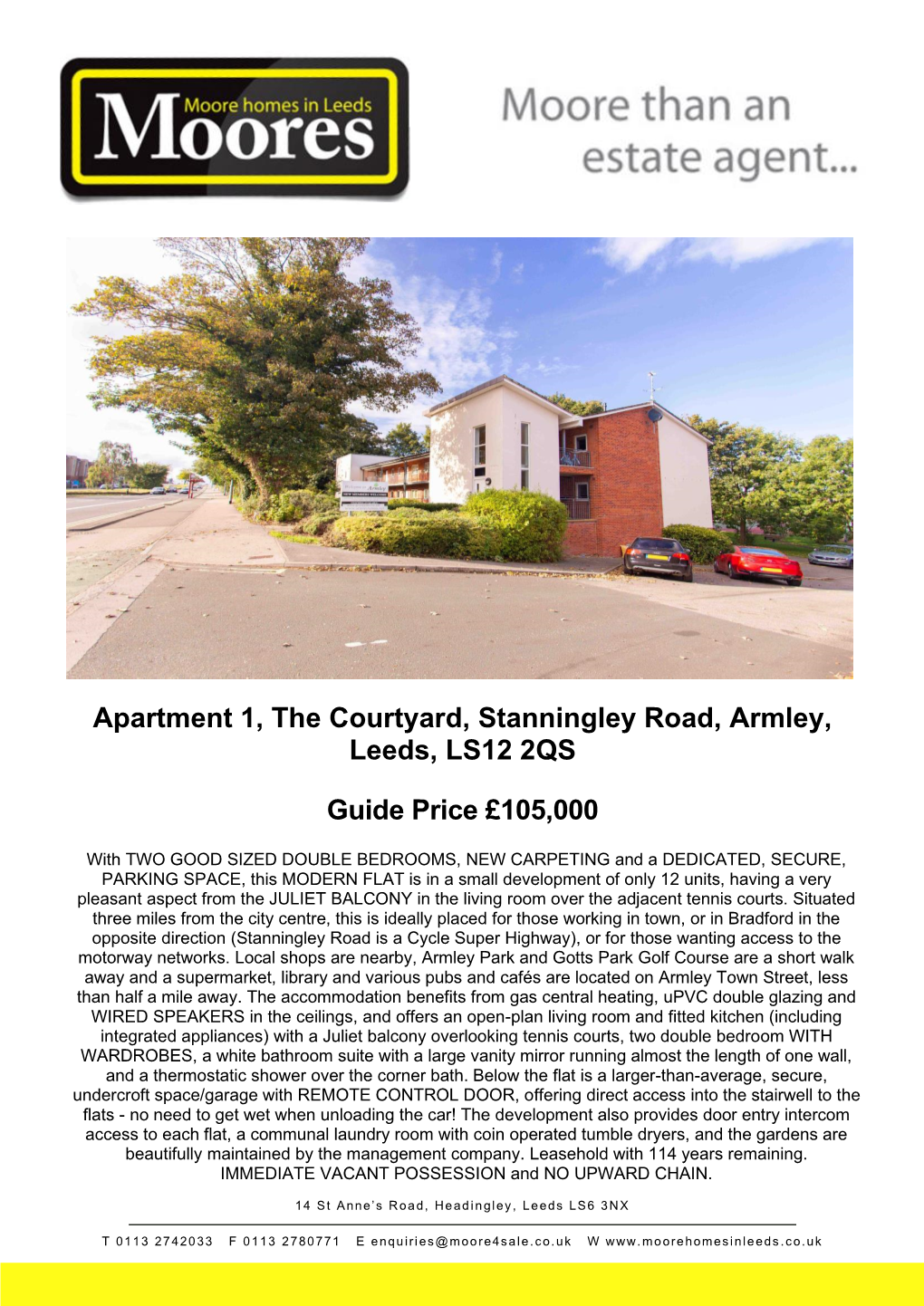 Apartment 1, the Courtyard, Stanningley Road, Armley, Leeds, LS12 2QS