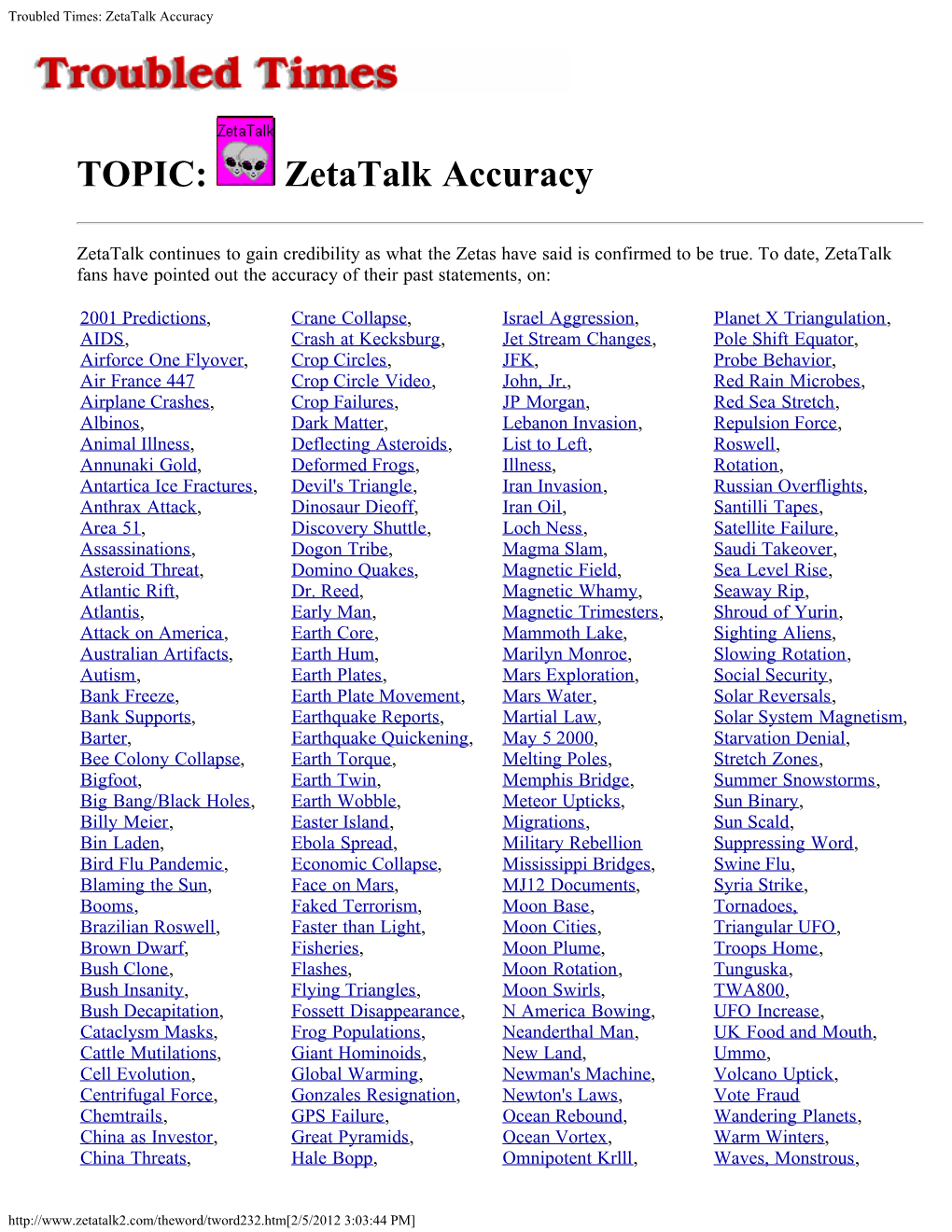 Troubled Times: Zetatalk Accuracy