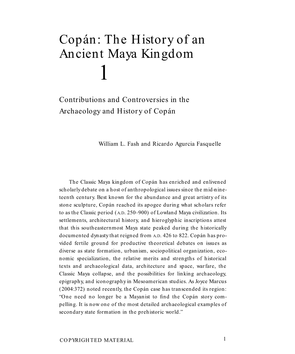 Copán: the History of an Ancient Maya Kingdom 1