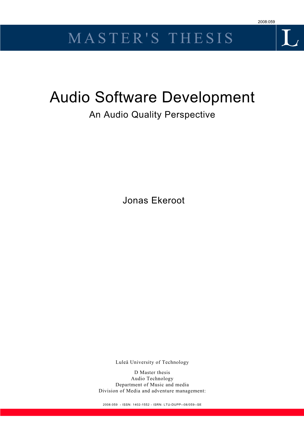 MASTER's THESIS Audio Software Development
