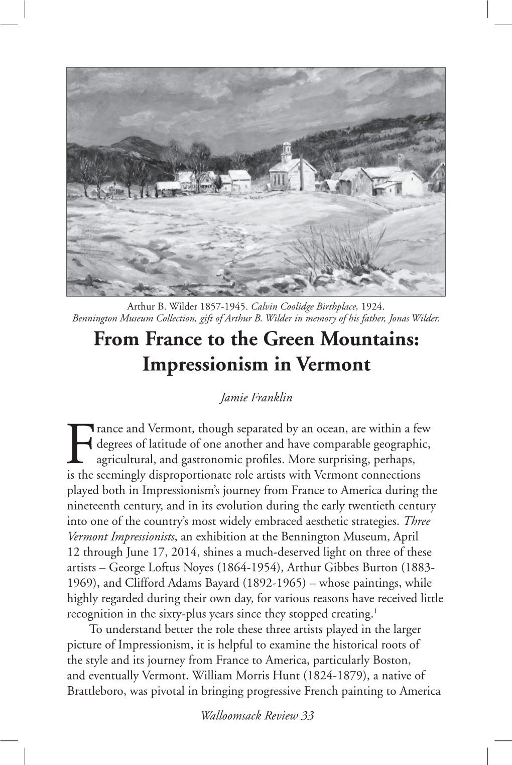 From France to the Green Mountains: Impressionism in Vermont