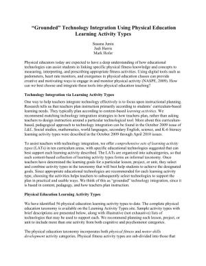 Technology Integration Using Physical Education Learning Activity Types