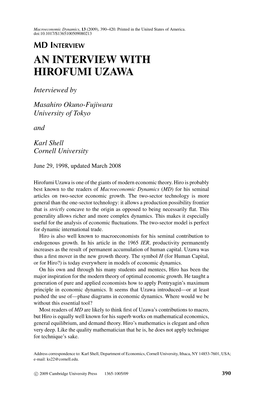 An Interview with Hirofumi Uzawa