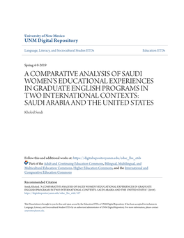 A Comparative Analysis of Saudi Women's Educational Experiences