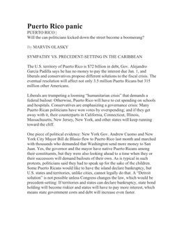 Puerto Rico Panic PUERTO RICO | Will the Can Politicians Kicked Down the Street Become a Boomerang?