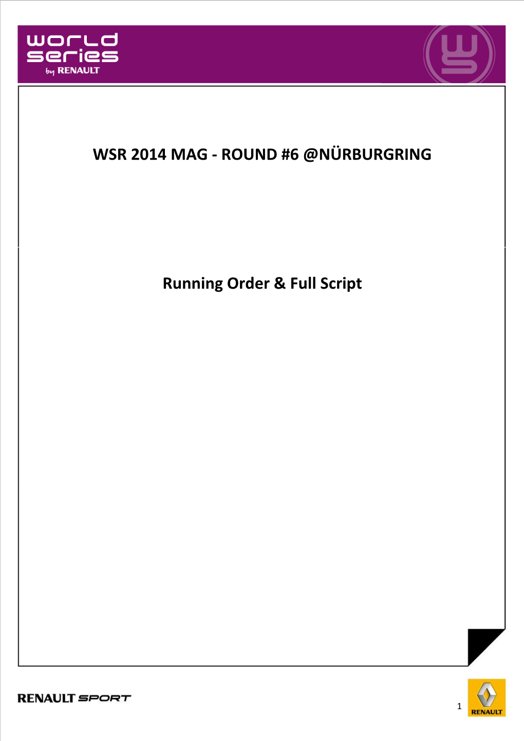 Wsr 2014 Mag - Round #6 @Nürburgring