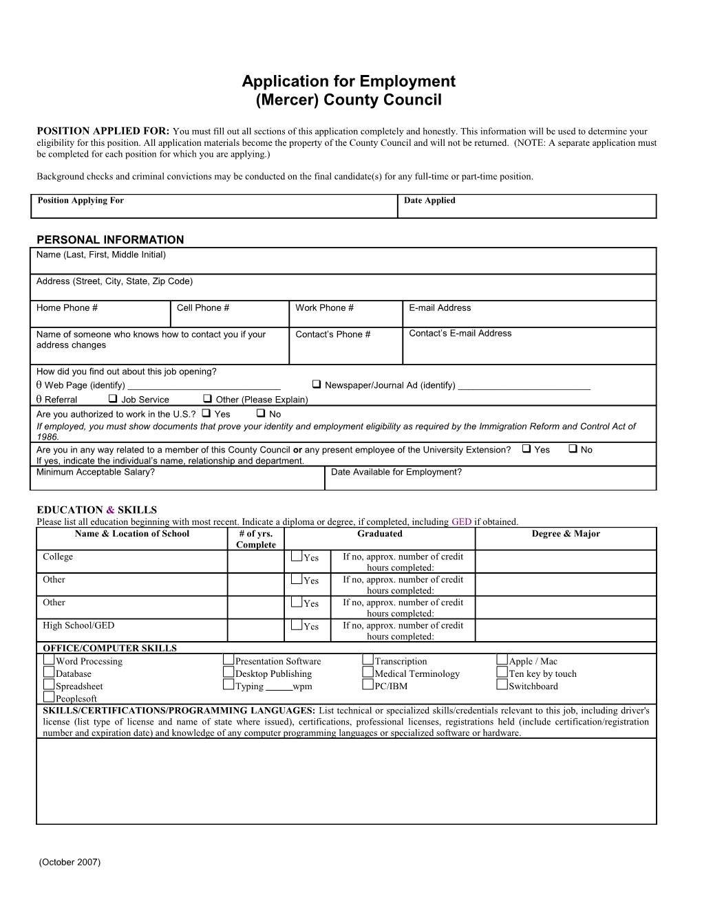 Application for Employment s65