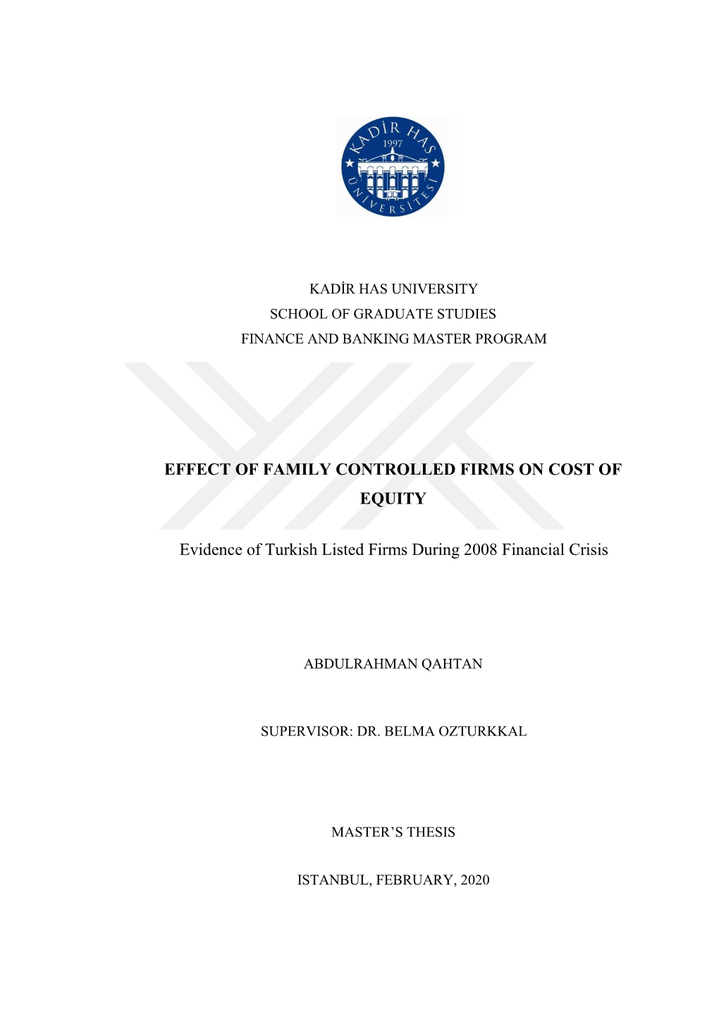 Effect of Family Controlled Firms on Cost of Equity