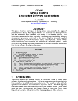 Stress Testing Embedded Software Applications