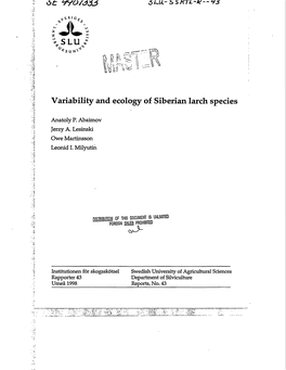 Variability and Ecology of Siberian Larch Species