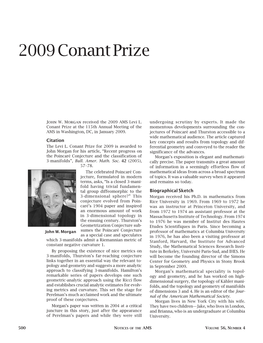 2009 Conant Prize