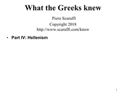 What the Greeks Knew Piero Scaruffi Copyright 2018
