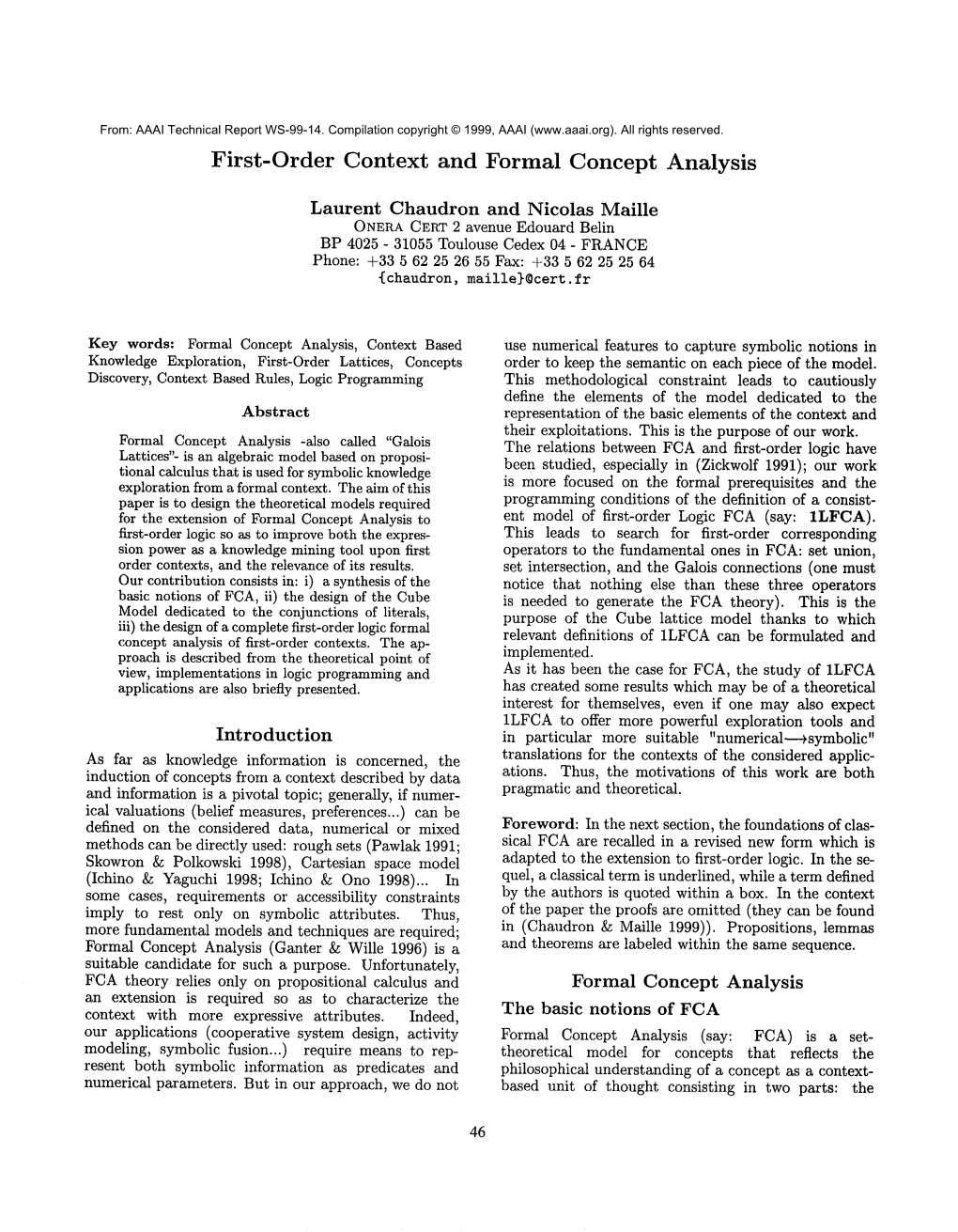 First-Order Context and Formal Concept Analysis