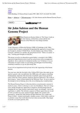 Sir John Sulston and the Human Genome Project | Wellcome