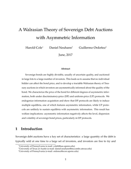 A Walrasian Theory of Sovereign Debt Auctions with Asymmetric Information