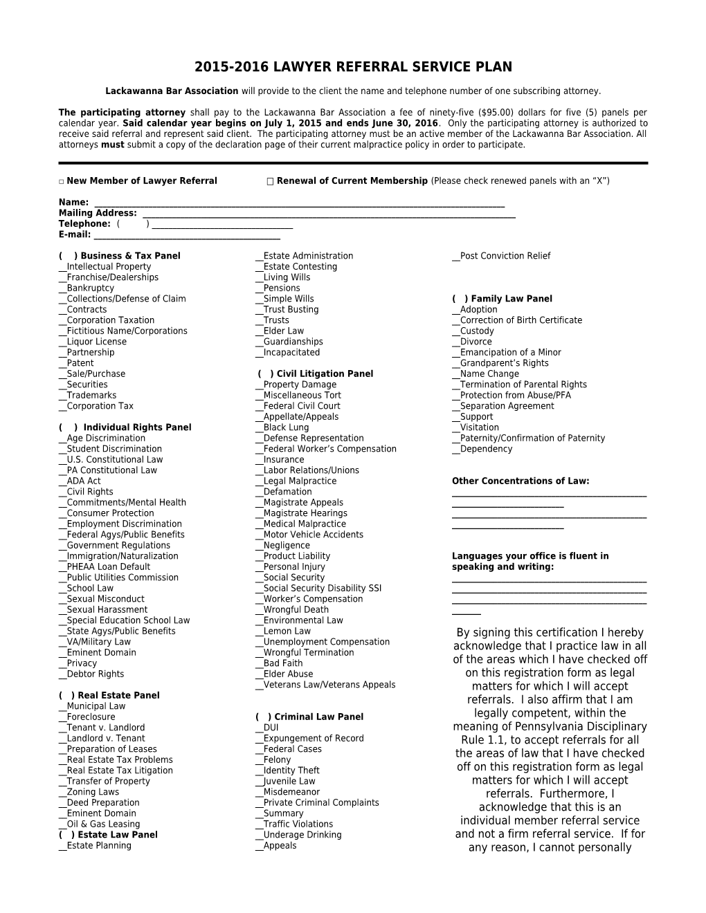 2009 Lawyer Referral Service Plan