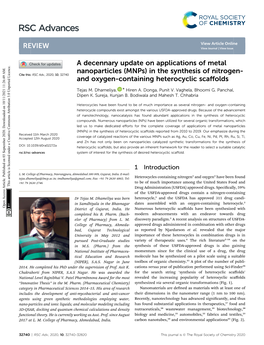 A Decennary Update on Applications of Metal Nanoparticles (Mnps) in The