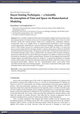 Soccer Scoring Techniques — a Scientific Re-Conception of Time and Space Via Biomechanical Modeling