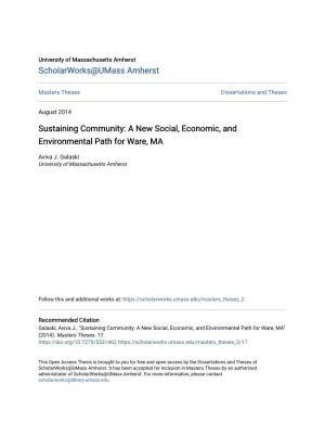 Sustaining Community: a New Social, Economic, and Environmental Path for Ware, MA
