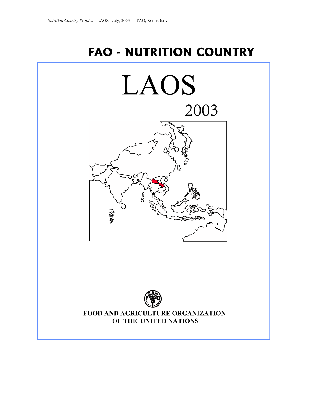 Nutrition Country: Laos 2003