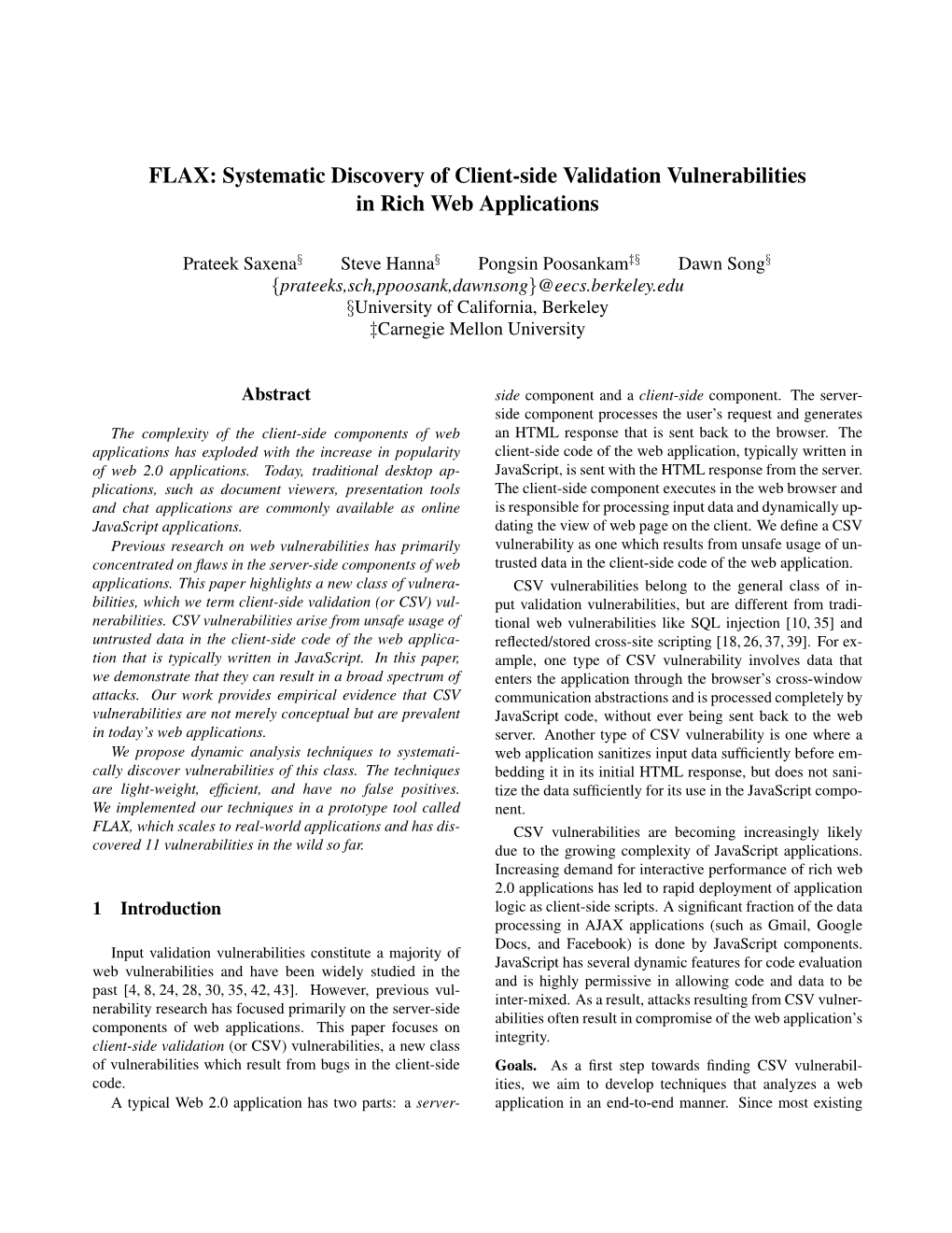 FLAX: Systematic Discovery of Client-Side Validation Vulnerabilities in Rich Web Applications