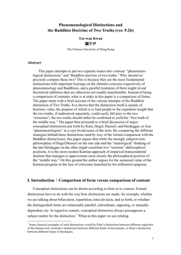Phenomenological Distinctions and the Buddhist Doctrine of Two Truths (Ver