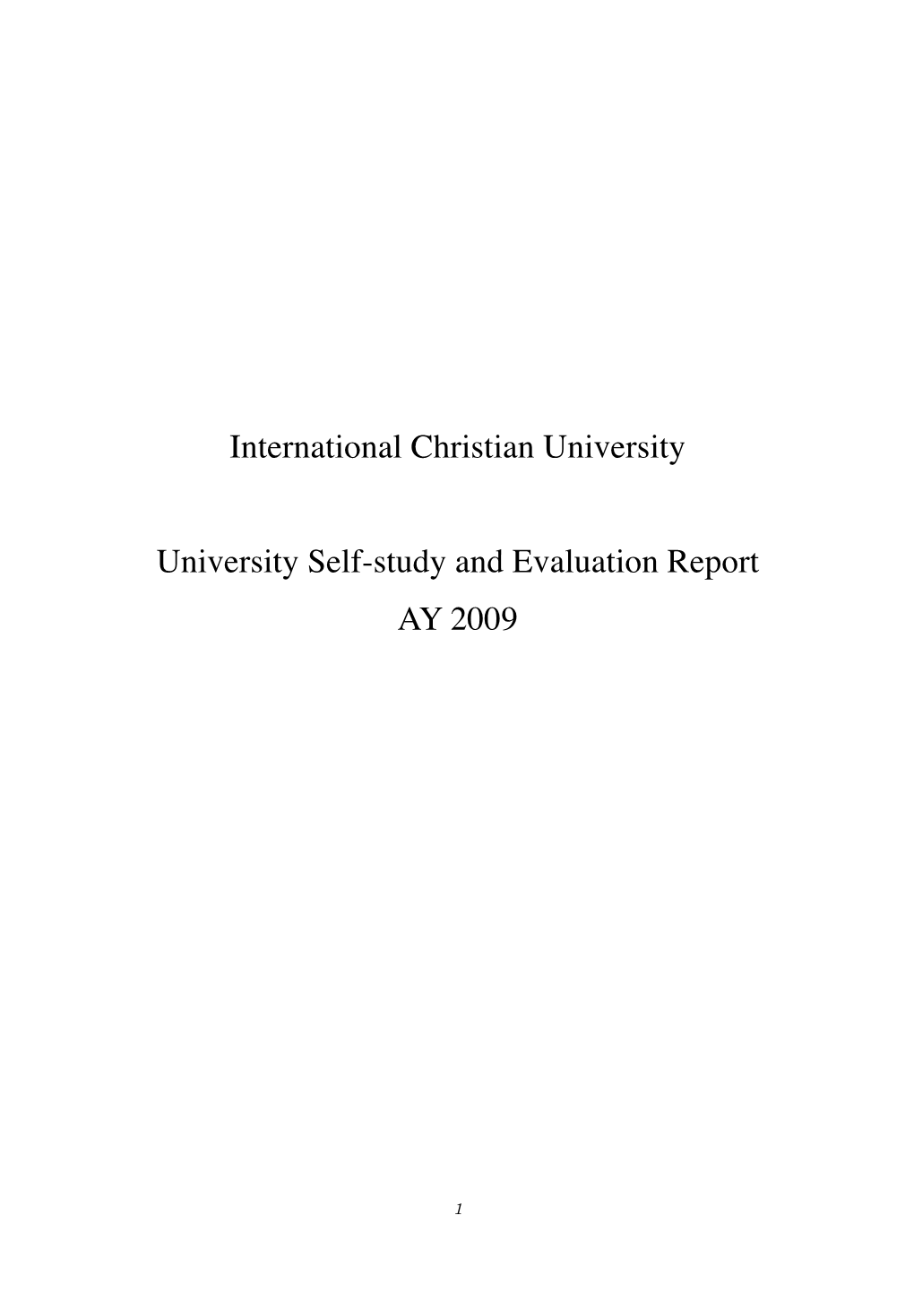 International Christian University University Self-Study And