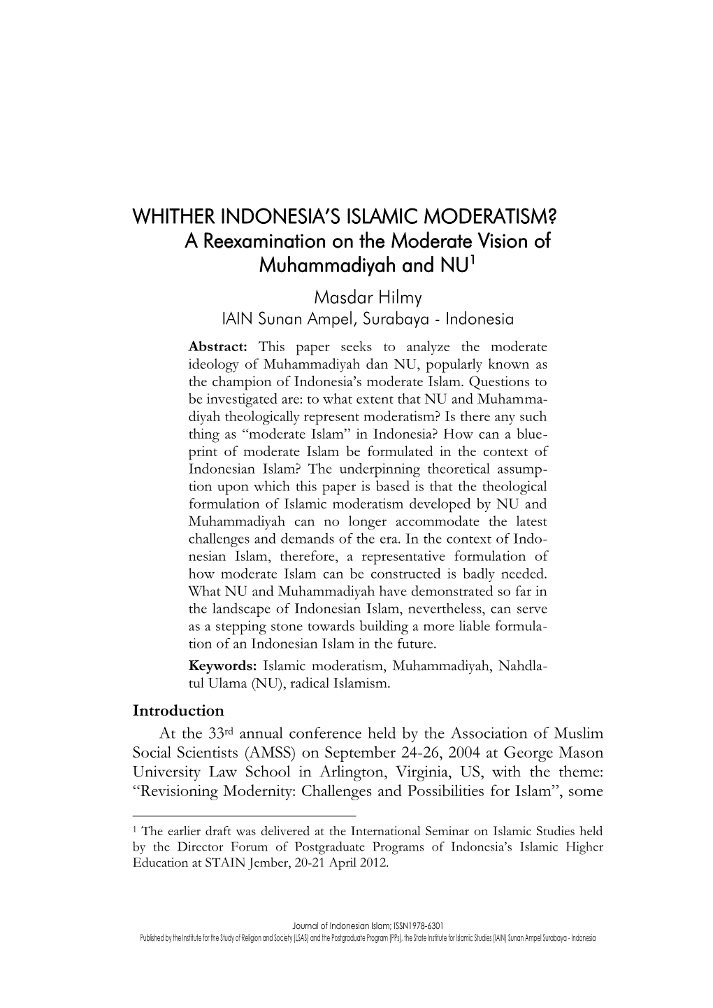 Whither Indonesia's Islamic Moderatism?