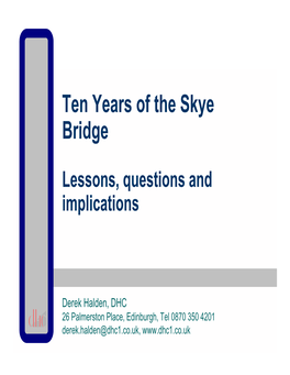 Ten Years of the Skye Bridge