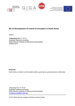 Development of Corruption Control in South Korea