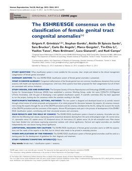 The ESHRE/ESGE Consensus on the Classification of Female Genital Tract