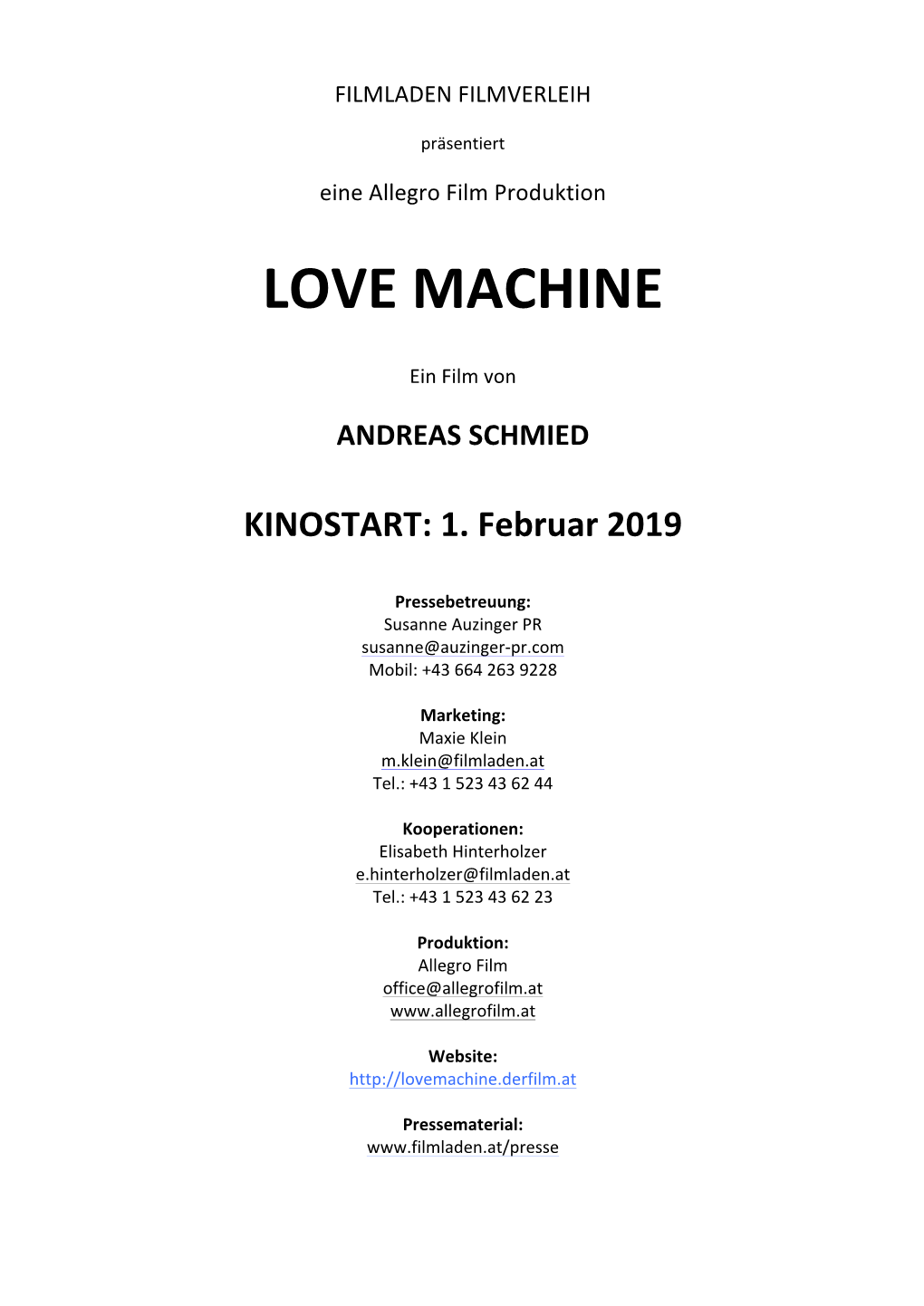 LOVE MACHINE Presseheft Final