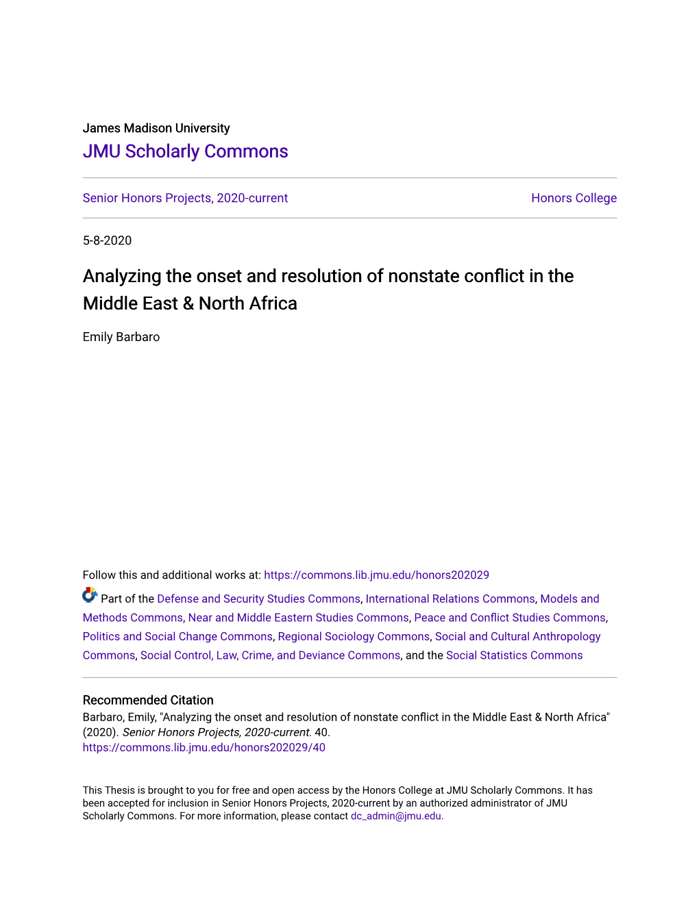 Analyzing the Onset and Resolution of Nonstate Conflict in the Middle East & North Africa