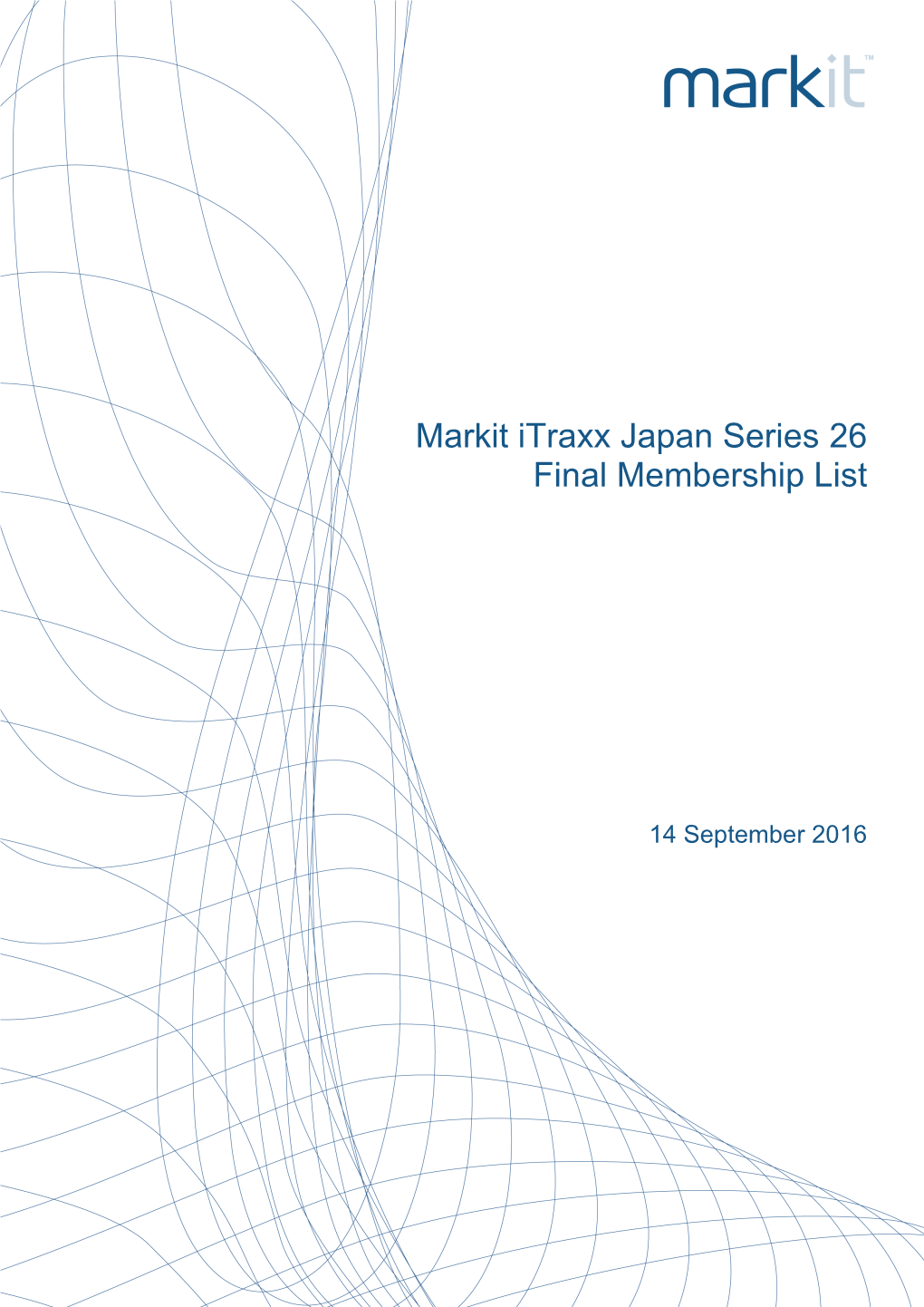 Markit Itraxx Japan Series 26 Coupon and Recovery Rates