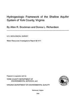 Hydrogeologic Framework of the Shallow Aquifer System of York County, Virginia