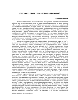 Ştefan Cel Mare În Imagologia Legionară